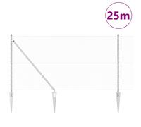 Clôture Hexagonale Vidaxl 1,4x25 M Acier Galvanisé, Poteaux De Clôture Vidaxl Avec Ancre Pointe 13 Pcs Ø32 Mm 160 Cm Acier Galvanisé