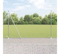 Clôture Hexagonale Vidaxl 1.4x25 M Acier Galvanisé, Poteaux De Clôture Vidaxl Avec Planches De Base 13 Pcs Ø32mm 78.5cm Acier Galvanisé
