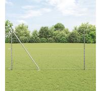 Clôture Hexagonale Vidaxl 1.5x10 M Acier Galvanisé, Poteaux De Clôture Vidaxl Avec Piquet 7 Pcs Ø32 Mm 170 Cm Acier Galvanisé