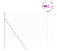 Clôture Hexagonale Vidaxl 1,6x100 M En Acier Galvanisé, Poteaux De Clôture Vidaxl 13 Pcs Ø32 Mm 210 Cm En Acier Galvanisé