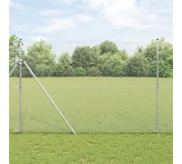 Clôture Hexagonale Vidaxl 1,6x25 M Acier Galvanisé, Poteaux De Clôture Vidaxl 13 Pcs Ø32 Mm 210 Cm Acier Galvanisé