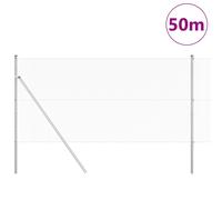 Clôture Hexagonale Vidaxl 1x50 M Acier Galvanisé, Poteaux De Clôture Vidaxl 13 Pcs Ø32 Mm 150 Cm Acier Galvanisé