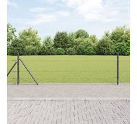 Clôture Hexagonale Vidaxl Gris 0.4x50 M Acier, Poteaux De Clôture Vidaxl Avec Plaques De Base 13 Pcs Ø32mm 50cm Acier Galvanisé