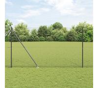 Clôture Hexagonale Vidaxl Gris 1,6x10 M Acier, Piquets De Clôture Vidaxl Avec Piquet 7 Pcs Ø32 Mm 180 Cm Acier Galvanisé