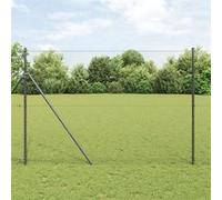 Clôture Hexagonale Vidaxl Gris 1,6x25 M Acier, Poteaux De Clôture Vidaxl 13 Pcs Gris Ø32 Mm 210 Cm Acier Galvanisé