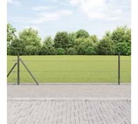 Clôture Hexagonale Vidaxl Grise 0.4x100 M Acier, Pots De Clôture Vidaxl Avec Plaques De Base 13 Pcs Ø32mm 50cm Acier Galvanisé