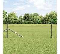 Clôture Hexagonale Vidaxl Grise 0.4x25 M Acier, Poteaux De Clôture Vidaxl Avec Pointe 13 Pcs Ø32 Mm 60 Cm Acier Galvanisé