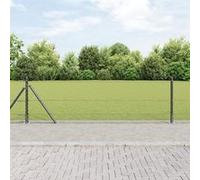 Clôture Hexagonale Vidaxl Grise 0.6x10 M En Acier, Poteaux De Clôture Vidaxl Avec Plaques De Base 7 Pcs Ø32mm 70cm En Acier Galvanisé