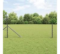 Clôture Hexagonale Vidaxl Grise 0.6x100 M Acier, Piliers De Clôture Vidaxl Avec Pointe 13 Pcs Ø32 Mm 80 Cm Acier Galvanisé
