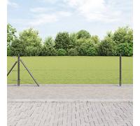 Clôture Hexagonale Vidaxl Grise 0.6x25 M Acier, Poteaux De Clôture Vidaxl Avec Bases 13 Pcs Ø32mm 70cm Acier Galvanisé