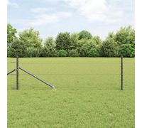 Clôture Hexagonale Vidaxl Grise 0,8x50 M Acier, Poteaux De Clôture Vidaxl Avec Pique 13 Pcs Ø32 Mm 100 Cm Acier Galvanisé