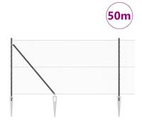 Clôture Hexagonale Vidaxl Grise 1,2x50 M Acier, Poteaux De Clôture Vidaxl Avec Pointe 13 Pcs Ø32 Mm 140 Cm Acier Galvanisé
