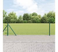 Clôture Hexagonale Vidaxl Verte 0.4x25 M Acier, Poteaux De Clôture Vidaxl Avec Bases 13 Pcs Ø32mm 50cm Acier Galvanisé