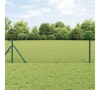 Clôture Hexagonale Vidaxl Verte 0.4x50 M Acier, Poteaux De Clôture Vidaxl 13 Pcs Verts Ø32 Mm 80 Cm Acier Galvanisé
