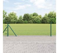 Clôture Hexagonale Vidaxl Verte 0,4x50 M Acier, Poteaux De Clôture Vidaxl Avec Plaques De Base 13 Pcs Ø32mm 50cm Acier Galvanisé