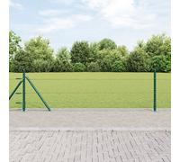 Clôture Hexagonale Vidaxl Verte 0.5x10 M Acier, Poteaux De Clôture Vidaxl Avec Plaques De Base 7 Pcs Ø32mm 70cm Acier Galvanisé