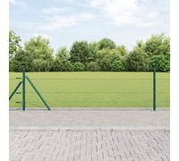 Clôture Hexagonale Vidaxl Verte 0,5x10 M Acier, Poteaux De Clôture Vidaxl Avec Plaques De Base 7 Pcs Ø32mm 70cm Acier Galvanisé