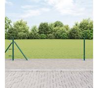 Clôture Hexagonale Vidaxl Verte 0,6x10 M Acier, Poteaux De Clôture Vidaxl Avec Bases 7 Pcs Ø32mm 70cm Acier Galvanisé
