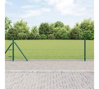 Clôture Hexagonale Vidaxl Verte 0.6x25 M Acier, Poteaux De Clôture Vidaxl Avec Bases 13 Pcs Ø32mm 70cm Acier Galvanisé