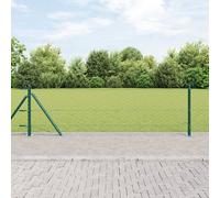 Clôture Hexagonale Vidaxl Verte 0,6x25 M Acier, Poteaux De Clôture Vidaxl Avec Plaques De Base 13 Pcs Ø32mm 70cm Acier Galvanisé