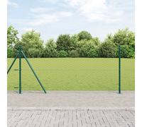 Clôture Hexagonale Vidaxl Verte 0,8x10 M Acier, Poteaux De Clôture Vidaxl Avec Plaques De Base 7 Pcs Ø32mm 90cm Acier Galvanisé