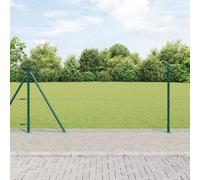 Clôture Hexagonale Vidaxl Verte 0.8x25 M Acier, Potes De Clôture Vidaxl Avec Plaques De Base 13 Pcs Ø32mm 90cm Acier Galvanisé