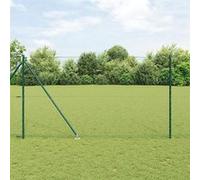 Clôture Hexagonale Vidaxl Verte 1,5x10 M Acier, Poteaux De Clôture Vidaxl Avec Pointe 7 Pcs Ø32 Mm 170 Cm Acier Galvanisé
