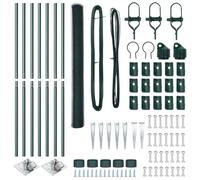 Clôture Hexagonale Vidaxl Verte 1,5x10 M Acier, Poteaux De Clôture Vidaxl Avec Piquet 7 Pcs Ø32 Mm 170 Cm Acier Galvanisé