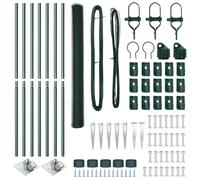 Clôture Hexagonale Vidaxl Verte 1,5x10 M Acier, Poteaux De Clôture Vidaxl Avec Piquet 7 Pcs Ø32 Mm 170 Cm Acier Galvanisé