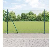 Clôture Hexagonale Vidaxl Verte 1,5x10 M En Acier, Poteaux De Clôture Vidaxl Avec Plaques De Base 7 Pcs Ø32mm 83.5cm En Acier Galvanisé