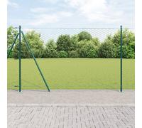 Clôture Hexagonale Vidaxl Verte 1.6x10 M Acier, Poteaux De Clôture Vidaxl Avec Bases 7 Pcs Ø32mm 88.5cm Acier Galvanisé