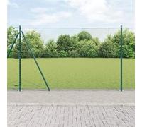 Clôture Hexagonale Vidaxl Verte 1,6x10 M En Acier, Poteaux De Clôture Vidaxl Avec Plaques De Base 7 Pcs Ø32mm 88,5cm En Acier Galvanisé