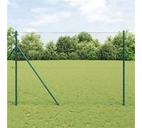 Clôture Hexagonale Vidaxl Verte 1,6x25 M Acier, Poteaux De Clôture Vidaxl 13 Pcs Vert Ø32 Mm 210 Cm Acier Galvanisé