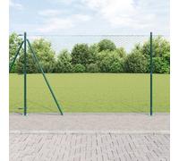 Clôture Hexagonale Vidaxl Verte 1.6x25 M Acier, Poteaux De Clôture Vidaxl Avec Platines De Base 13 Pcs Ø32mm 88.5cm Acier Galvanisé