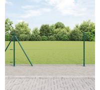Clôture Hexagonale Vidaxl Verte 1x10 M Acier, Poteaux De Clôture Vidaxl Avec Plaques De Base 7 Pcs Ø32mm 110cm Acier Galvanisé