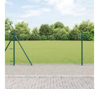 Clôture Hexagonale Vidaxl Verte 1x10 M Acier, Poteaux De Clôture Vidaxl Avec Plaques De Base 7 Pcs Ø32mm 110cm Acier Galvanisé