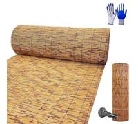 Clôture Jardin en Saule Bambou Naturel - Brise-vue Occultant pour Balcon Terrasse Patio - Canisse Extérieure Décorative - Tapis de Clôture en Cannes - Protection Intimité Ombre(Marron,H0.6 x L2.2m)