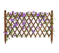 Clôture Jardin Extérieur en Bois Massif, Barrière Jardin Extensible à Planter, Treillis Bois Pliable Bordure Gazon Claustra Extérieur Paravent Décoratif(Brun,70cmHx160cmL)