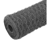 Clôture métallique en acier avec revêtement en PVC - 25 x 0,5 m - Gris - Brise-vue stable pour jardin, terrasse et terrain - Résistant aux intempéries et durable
