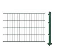 Clôture monobloc avec poteaux à sceller dans le béton (hauteur : 80 cm, longueur : 34 m) | Panneaux à tige en vert | Résistant aux UV et aux intempéries