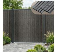 NEU.HOLZ Clôture Pare-Vue Grassano WPC avec 2 Poteaux 185 x 180 cm Gris | 9 panneaux emboîtables, brise-vue résistant, occultation jardin, séparation stable