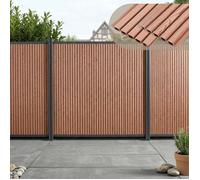 NEU.HOLZ Clôture Pare-Vue Grassano WPC avec 2 Poteaux 185 x 180 cm Marron
