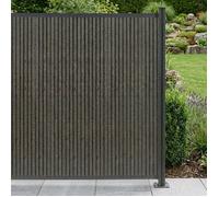 NEU.HOLZ Clôture Pare-Vue Grassano en WPC Module d'Extension Poteau en Aluminium avec Système de Raccordement Résistant Durable 185 x 175 cm Gris Structuré Gris Anthracite