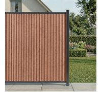 NEU.HOLZ Clôture Pare-Vue Grassano en WPC Module d'Extension Poteau en Aluminium avec Système de Raccordement Résistant Durable 185 x 175 cm Marron Structuré Gris Anthracite
