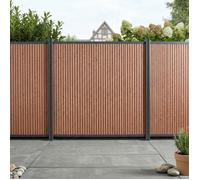 Clôture pare-vue Grassano en WPC 185 x 180 cm marron structuré gris anthracite