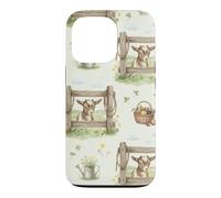Clôture Pastorale bébé chèvre Aquarelle Jardin Campagne Coque pour iPhone 13 Pro