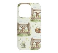 Clôture Pastorale bébé chèvre Aquarelle Jardin Campagne Coque pour iPhone 14 Pro
