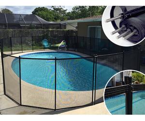 Cloture piscine filet démontable AQUALUX Noire 1m fixations 16mm