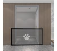 Clôture portable sans perçage pour petits et grands chiens, barrière en maille polyester avec installation rapide, barrière de sécurité pliable pour pièces intérieures, finition noire, 180 x 78 cm