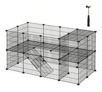 Clôture pour Animaux domestiques, 2 Niveaux, modulaire, pour Petits Animaux, Hamsters, Lapins, cochons, Dinde, Panneaux grillagés intérieurs, 143 x 73 x 71 cm, Noir À propos de cet articleUne maison à